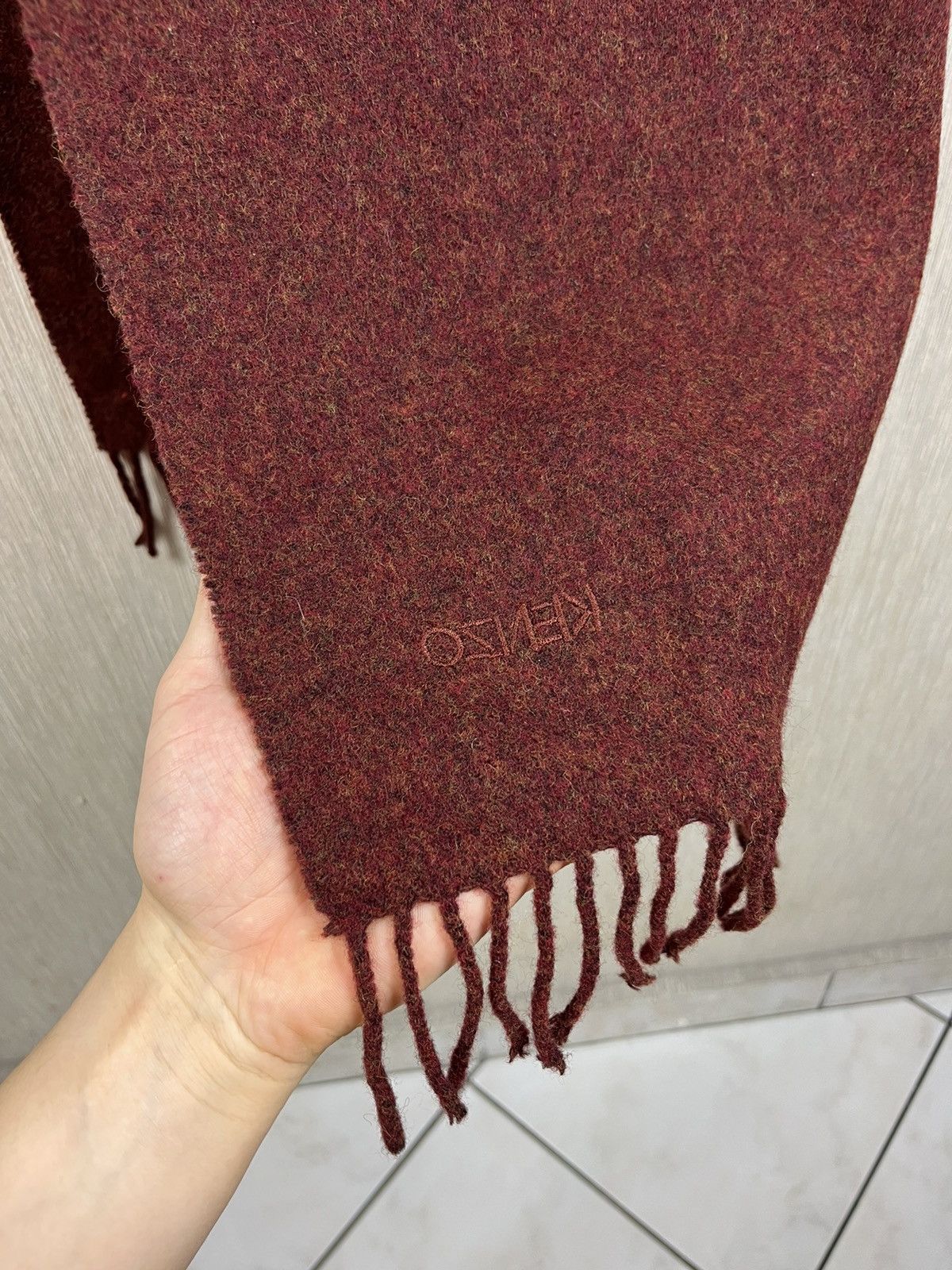 Kenzo × Vintage Vintage Kenzo homme archive Italy heather claret wool scarf Size ONE SIZE - 7 Thumbnail