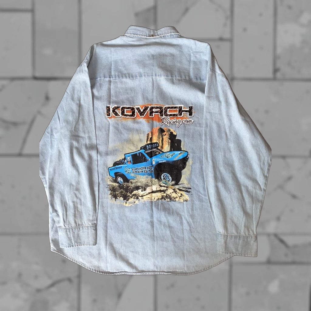 Vintage LAL Kovach Euphoric Energy Button-Down Shirt Mens 2XL Blue Racing Size US XXL / EU 58 / 5 - 1 Thumbnail