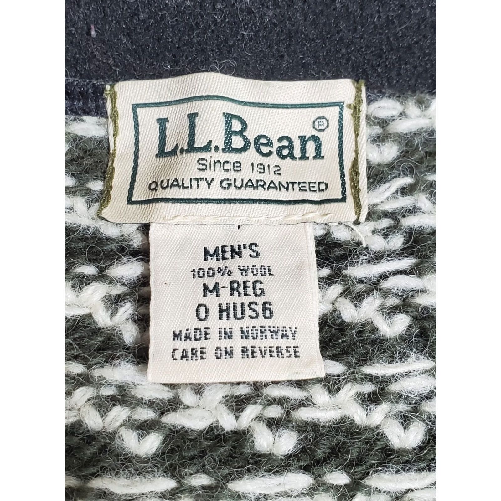 Vintage VINTAGE L.L.Bean Birdseye Quarter Zip Sweater Olive Green 100% Wool Norway Men's M Size US M / EU 48-50 / 2 - 4 Thumbnail