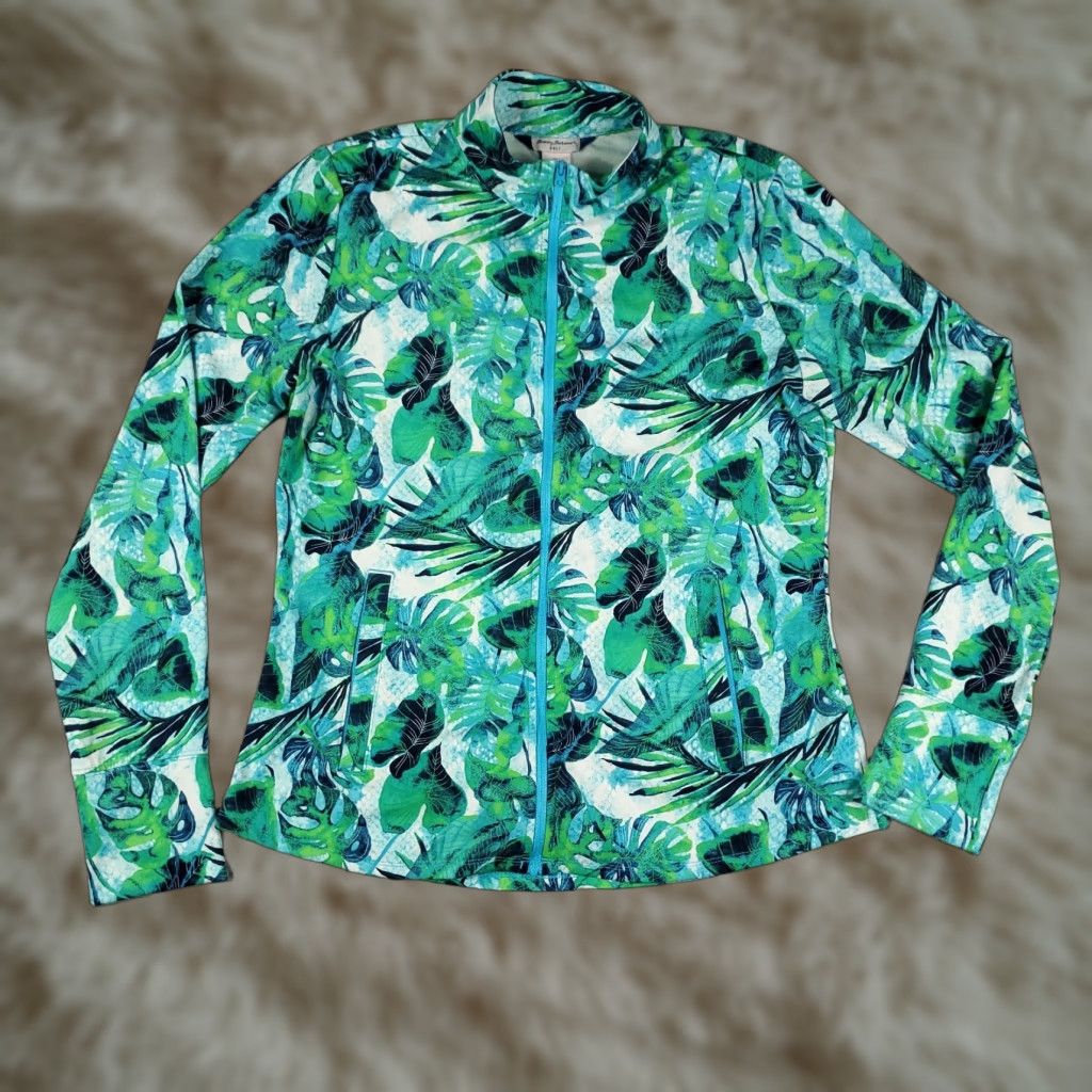 Tommy Bahama Tommy Bahama Jacket Womens Large Green Blue Active Full Zip Track Sweater Size L / US 10 / IT 46 - 1 Thumbnail