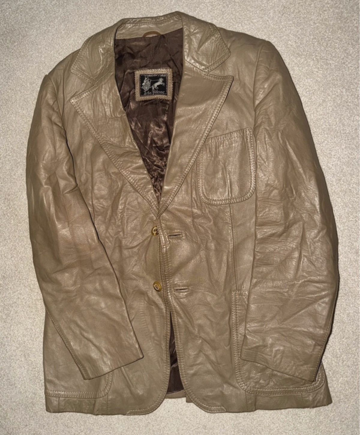 Other Beige leather jacket blazer sports coat Size US M / EU 48-50 / 2 - 2 Thumbnail