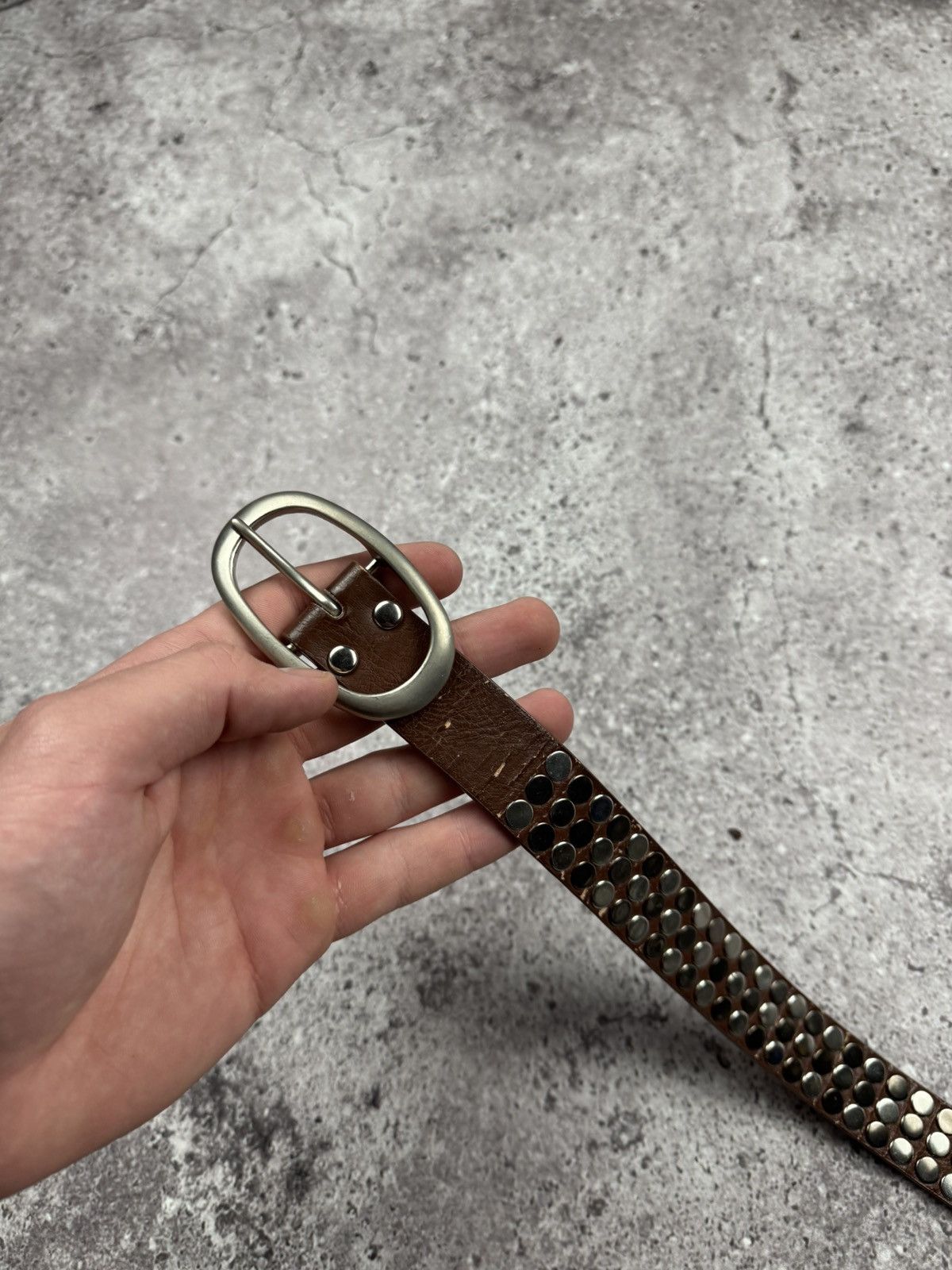 Japanese Brand 00's NUMBER NINE STYLE STUDDED LEATHER RARE Y2K BELT VINTAGE Size ONE SIZE - 4 Thumbnail