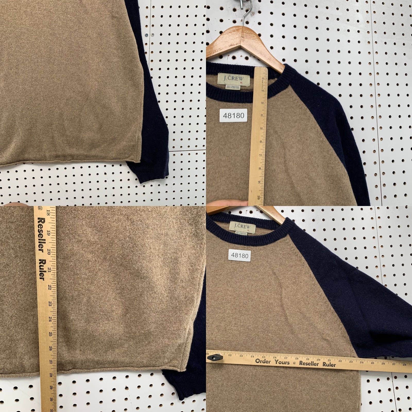 J.Crew VINTAGE J.CREW WOOL SWEATER Mens XL Blue Tan 100% Lambswool Preppy Pullover Crew Neck Long Sleeve Striped? No, Pattern: Solid Size US XL / EU 56 / 4 - 8 Thumbnail