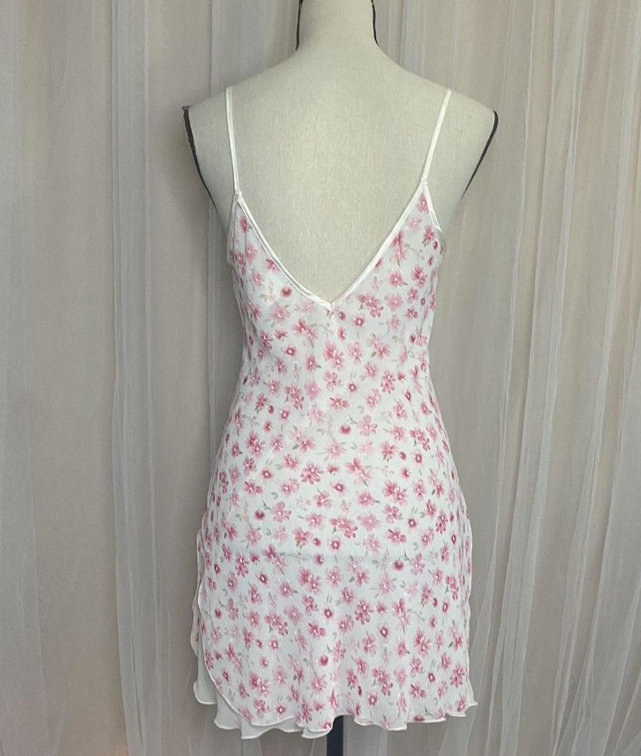 Vintage VINTAGE MINI SLIP DRESS WITH PINK FLOWERS Size L / US 10 / IT 46 - 4 Thumbnail