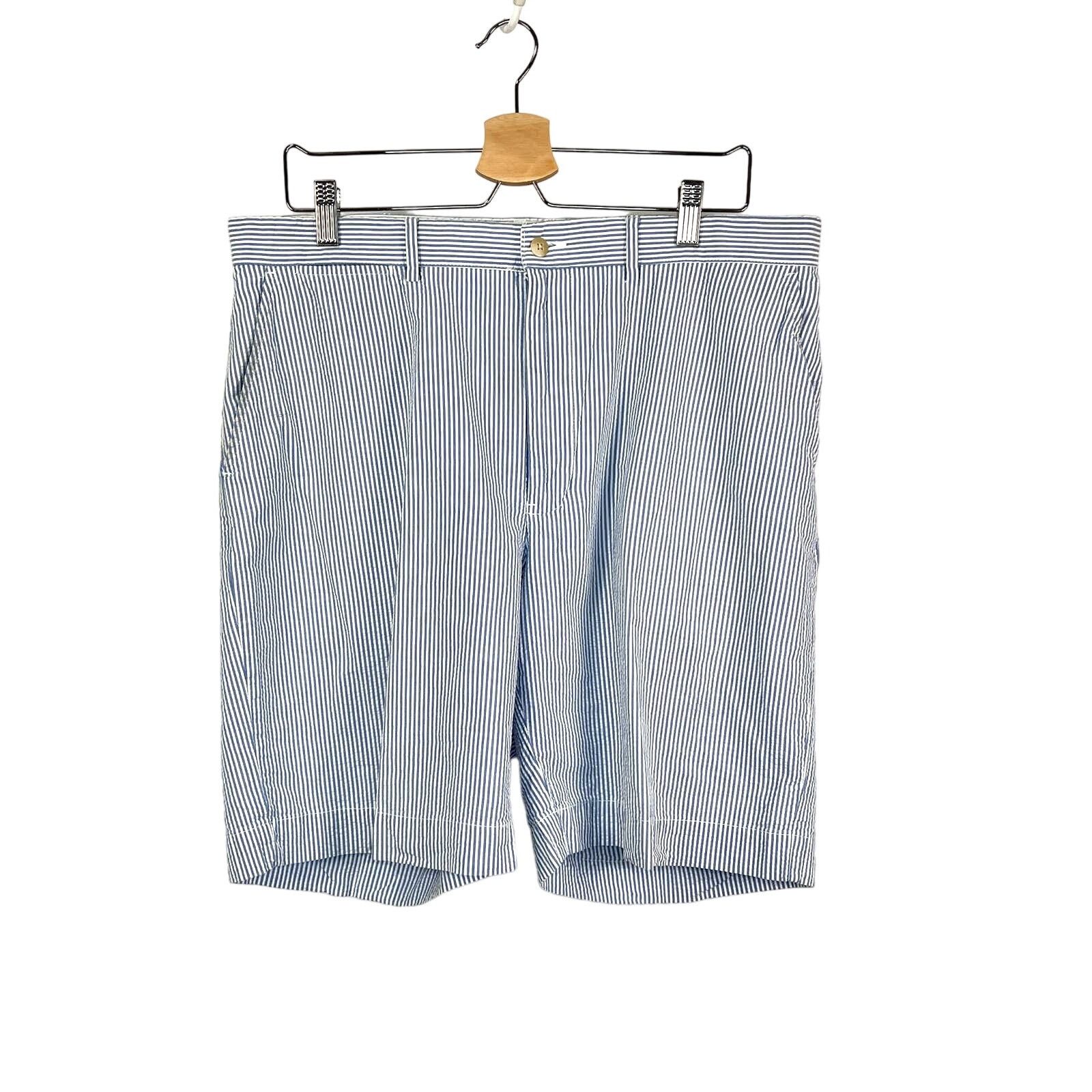 Polo Ralph Lauren Vintage 90s Polo Ralph Lauren Seersucker Shorts Blue Size US 36 / EU 52 - 1 Thumbnail