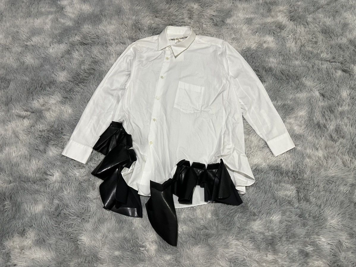 Comme des Garcons 🔥Aw24 Comme Des Garcons Asymmetric Faux Leather Frill Shirt Size US S / EU 44-46 / 1 - 5 Thumbnail