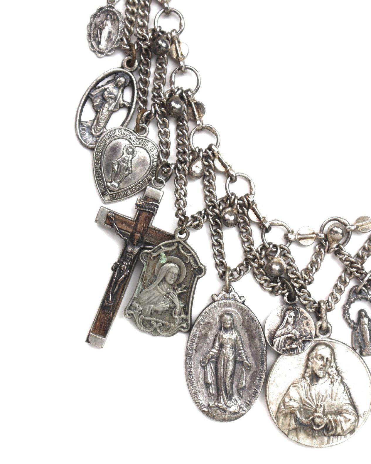 Vintage 1980S JAPANESE MADE MULTI-CHARM RELIGIOUS MEDAL BIB NECKLACE Size ONE SIZE - 3 Thumbnail