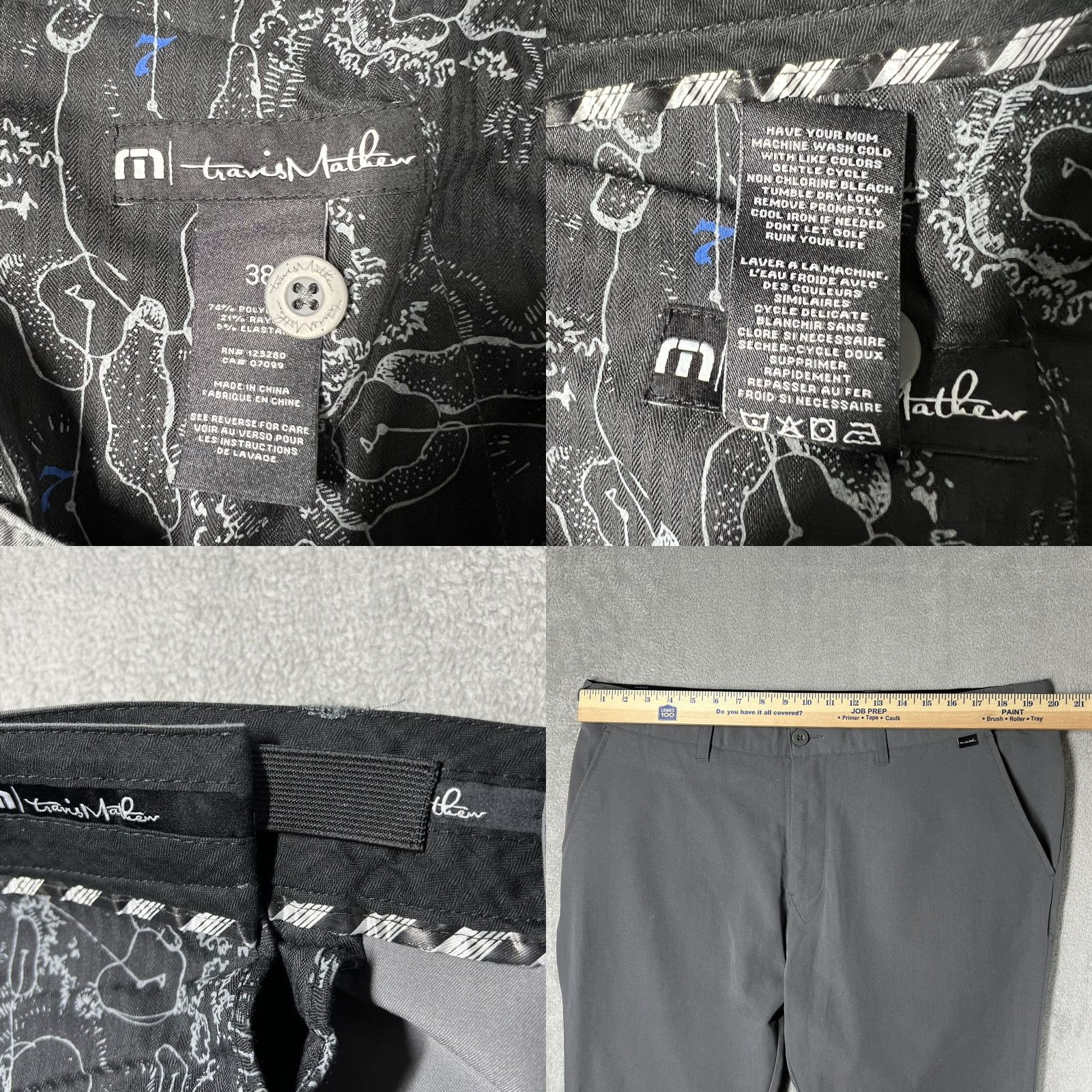 TravisMathew Travis Mathew Mens Golf Pants Stretch Waist 38 Inseam 31 Solid Gray EUC Pants Regular Men Size US 38 / EU 54 - 9 Thumbnail