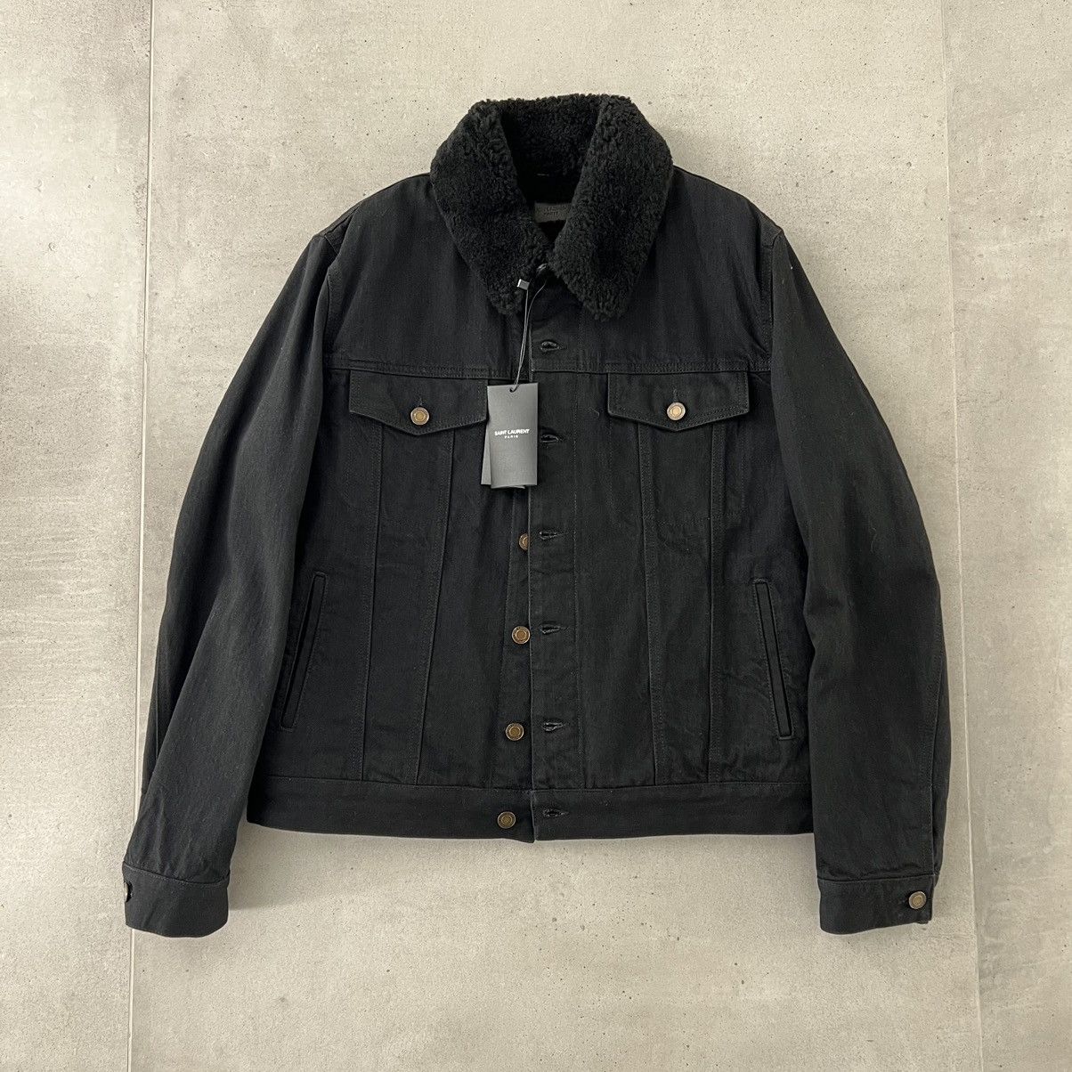 Saint Laurent Shearling Denim Jacket in Medium