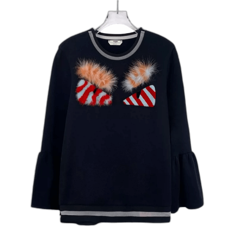 Fendi Fendi Black Long Sleeve Sweatshirt with Design Size US M / EU 48-50 / 2 - 1 Thumbnail
