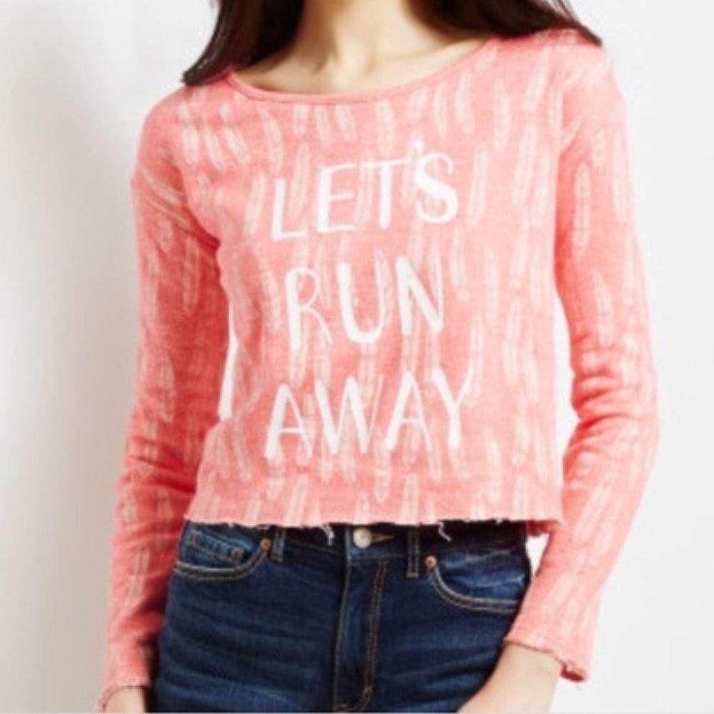 Designer Bethany Mota Let's Run Away Crop Sweatshirt, XS Size XS / US 0-2 / IT 36-38 - 1 Thumbnail