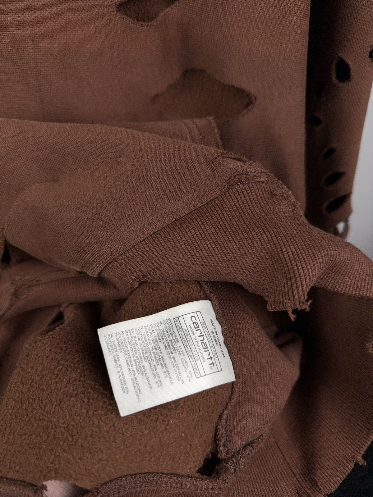 Carhartt 00s Y2K Carhartt WIP Distressed Brown Destroyed Sweatshirt L Size US L / EU 52-54 / 3 - 9 Thumbnail