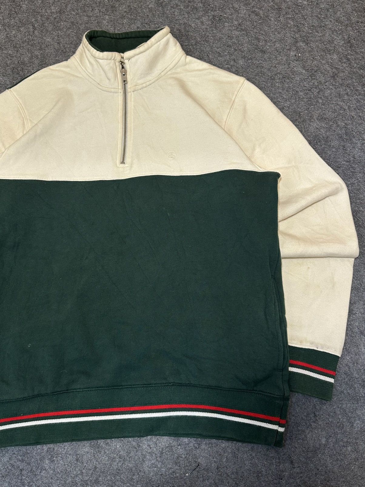 Stussy Stüssy two-tone half-zip fleece sweatshirt featuring a cream Size US M / EU 48-50 / 2 - 5 Thumbnail