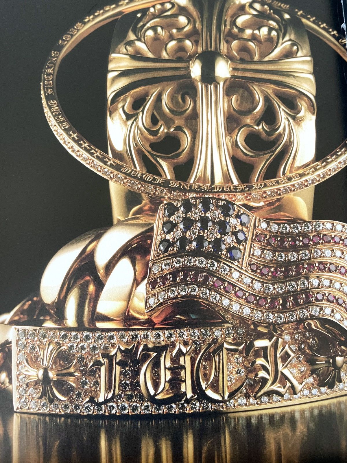 Chrome Hearts × Vintage Chrome Hearts FU gold jewelry photo Poster framed 9x11 Size ONE SIZE - 2 Thumbnail
