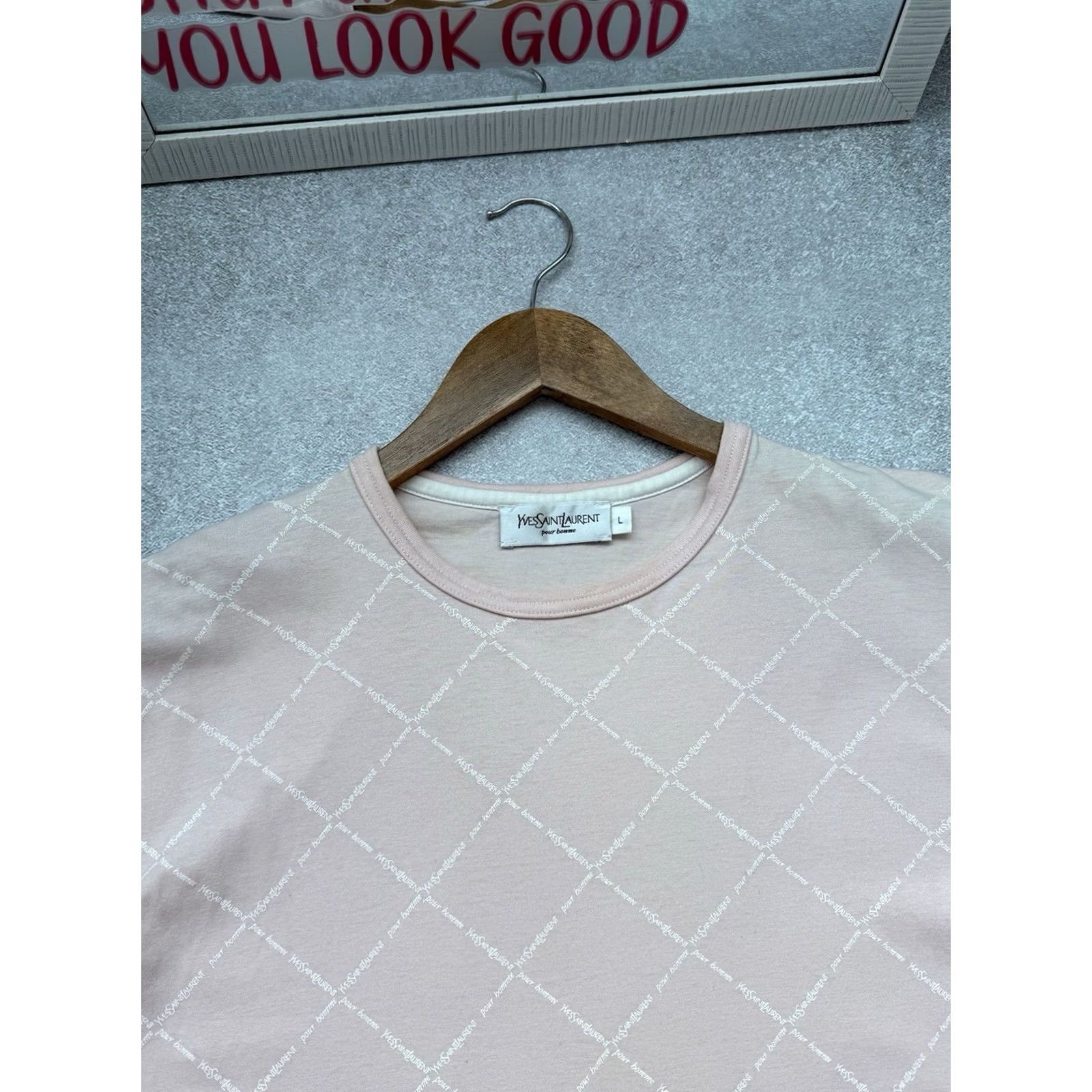 Yves Saint Laurent VINTAGE Yves Saint Laurent YSL Monogram T-Shirt Crew Neck Short Sleeve Men L Peach 90s Designer Luxury Size US L / EU 52-54 / 3 - 6 Thumbnail