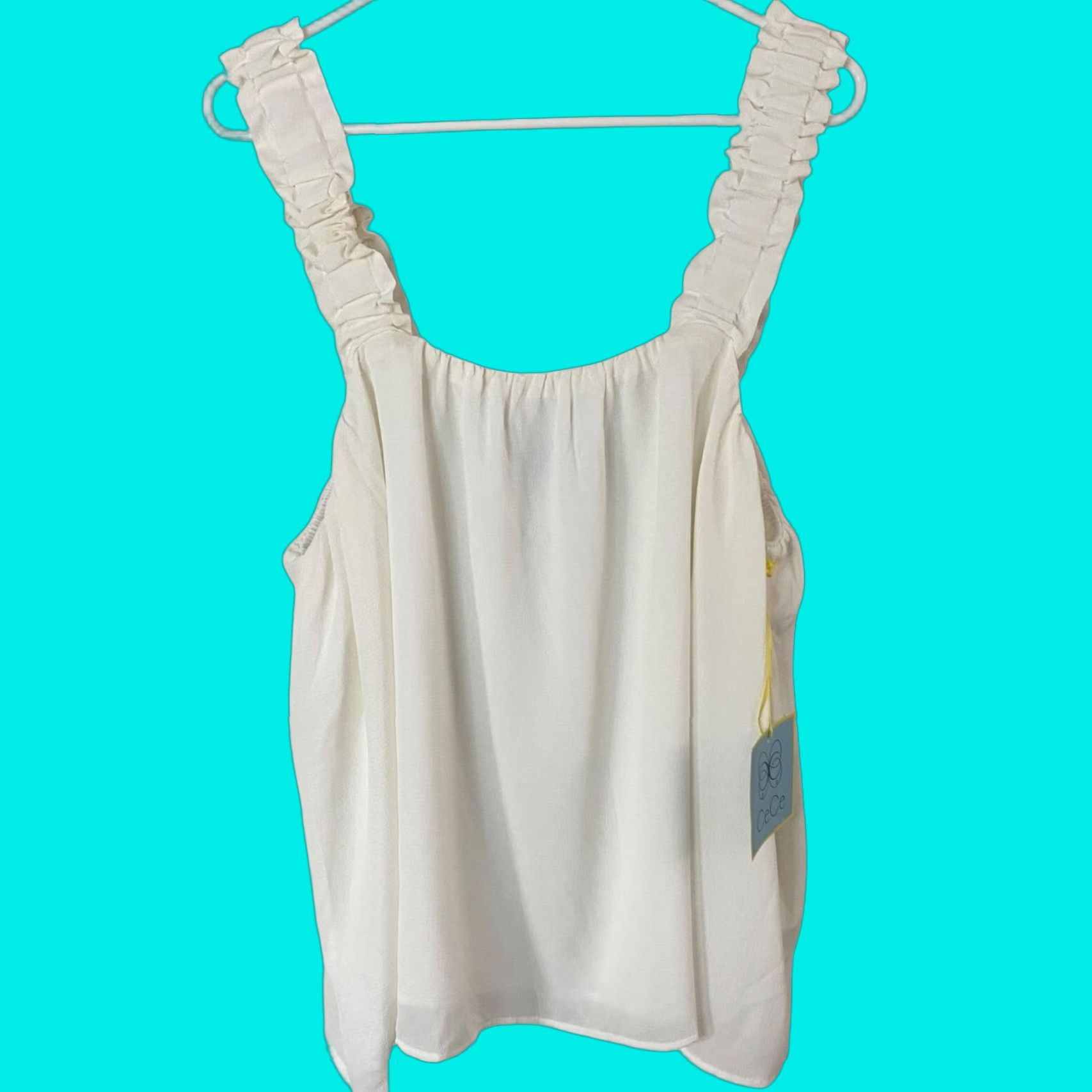 Vintage CeCe Blouse Sleeveless Ruffled Swing White Textured Smocked Top XL Womens Size XL / US 12-14 / IT 48-50 - 1 Thumbnail