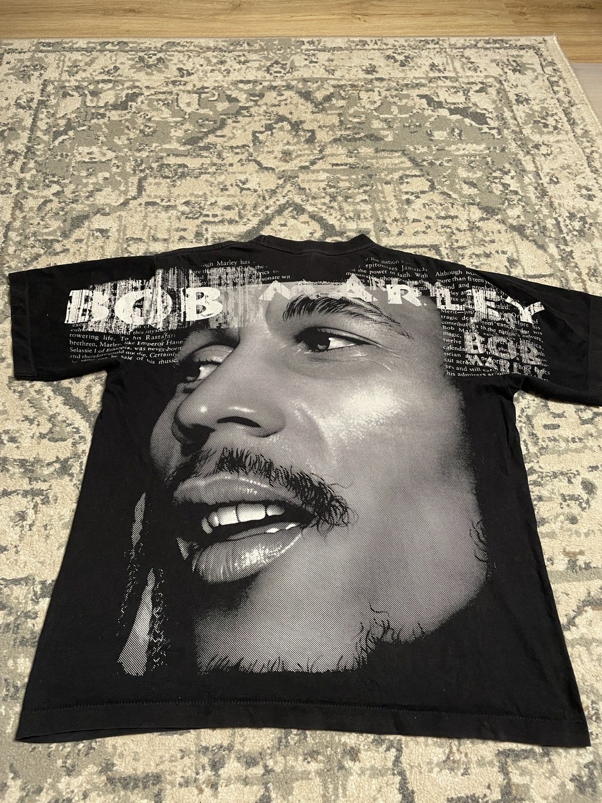 Band Tees × Vintage Vintage Black T-Shirt Tee Fullprint Bob Marley Reggae Size US M / EU 48-50 / 2 - 3 Thumbnail