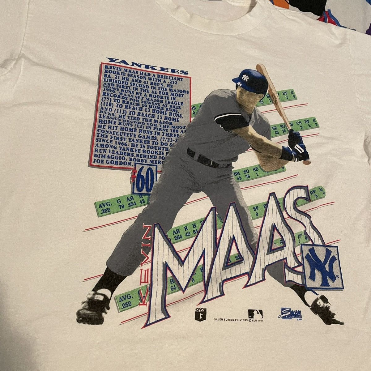 MLB × Salem Sportswear × Vintage Vintage MLB 1991 Kevin Maas New York Yankees Baseball Tee Size US L / EU 52-54 / 3 - 3 Thumbnail