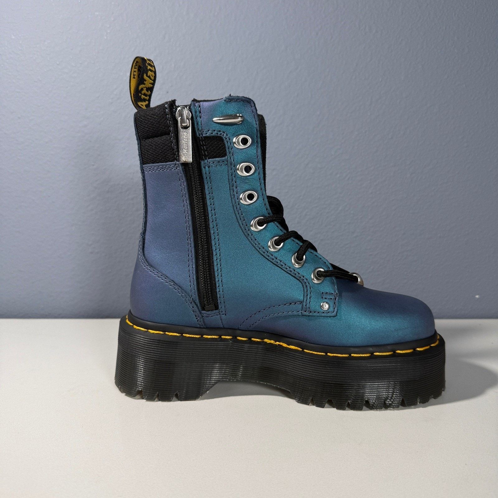 Dr. Martens Dr. Martens Jadon HDW II Iridescent Blue Platform Boots Size US 5 / IT 35 - 9 Thumbnail