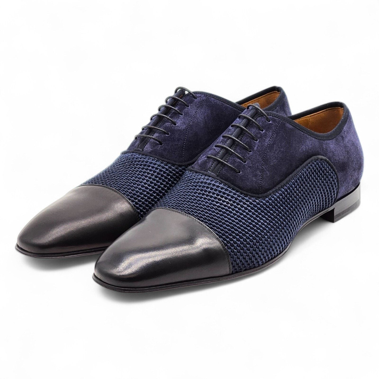 Christian Louboutin Greggo Leather And Suede Oxford Shoes - Blue Eu 46 / Us 13, Men's