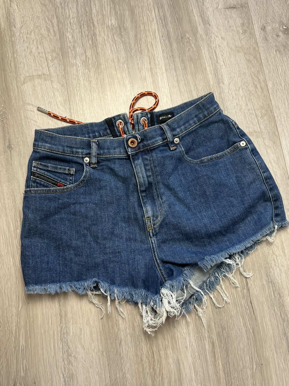 Diesel Diesel Women's Denim Shorts Tied at the Back with Laces Size 29" - 3 Thumbnail
