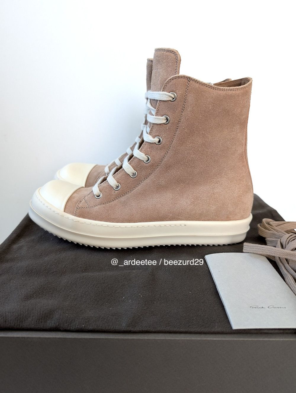 Rick Owens 💥1/1 UNRELEASED DARKFLESH LEATHER HIGH RAMONES Size US 9 / EU 42 - 4 Thumbnail