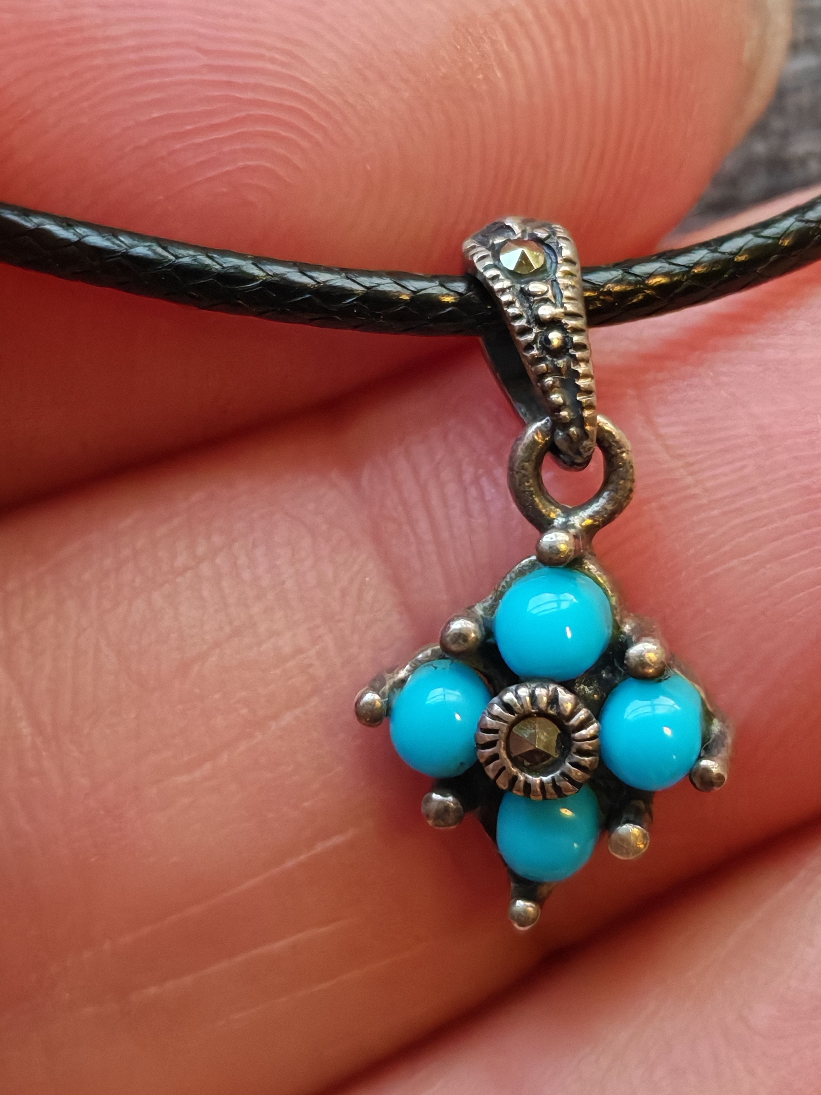 Vintage Vintage Old Native Turquoise Sterling 925 Silver Size ONE SIZE - 4 Thumbnail
