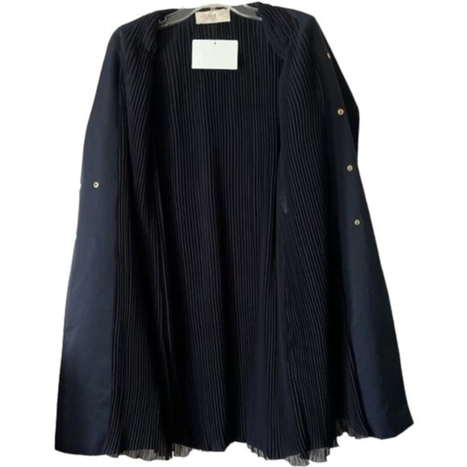 Valentino VALENTINO Navy Blue Satin Double Breasted Peacoat, M/IT44 Size M / US 6-8 / IT 42-44 - 3 Thumbnail