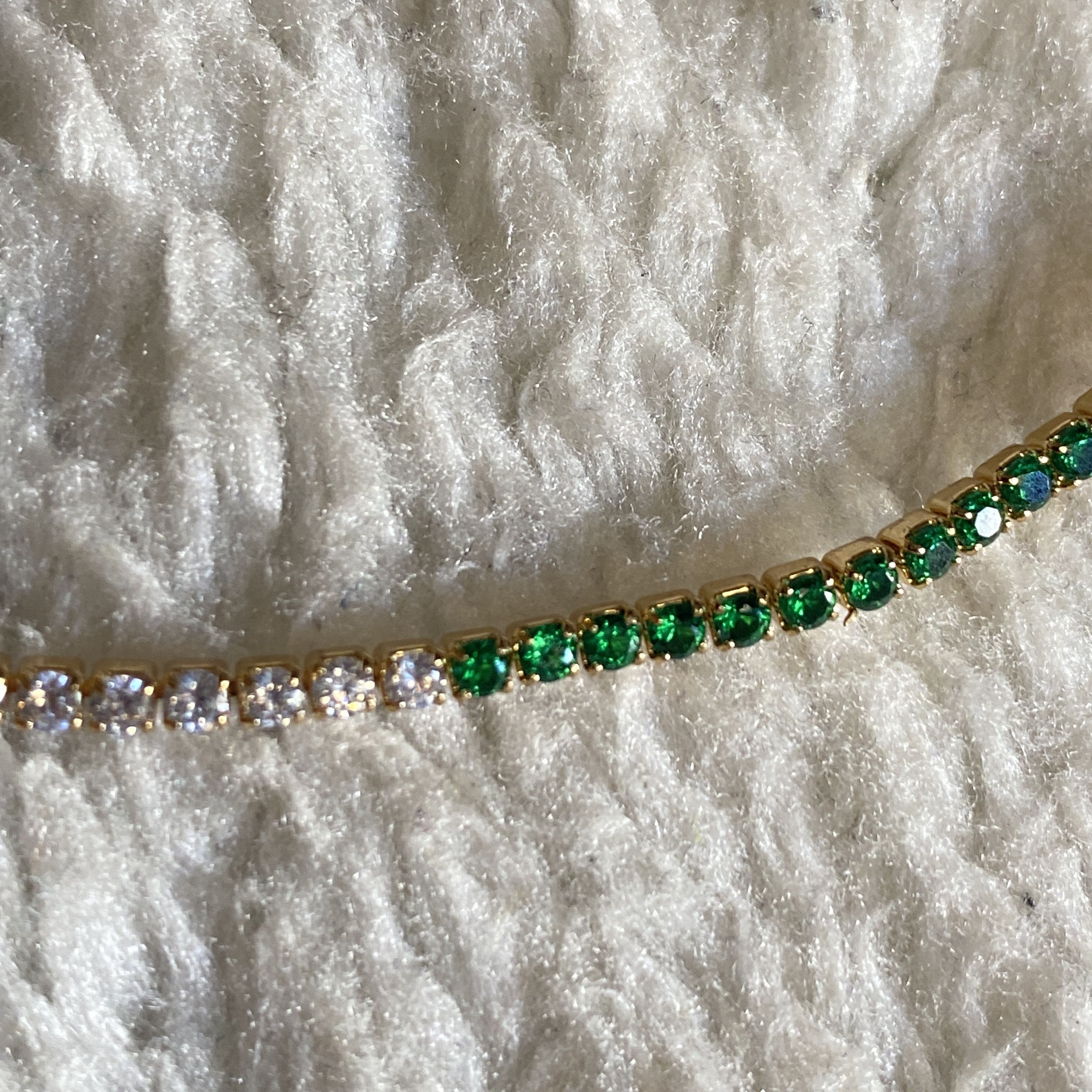Forever 21 Forever 21 Green & Clear CZ Tennis Choker Necklace Size ONE SIZE - 3 Thumbnail