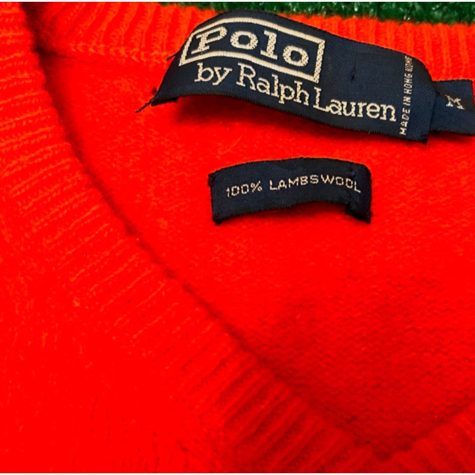 Polo Ralph Lauren VINTAGE Polo Ralph Lauren Sweater Mens M V-Neck Wool Pullover Orange Red 90s Classic Preppy Logo Knit Size US M / EU 48-50 / 2 - 3 Thumbnail