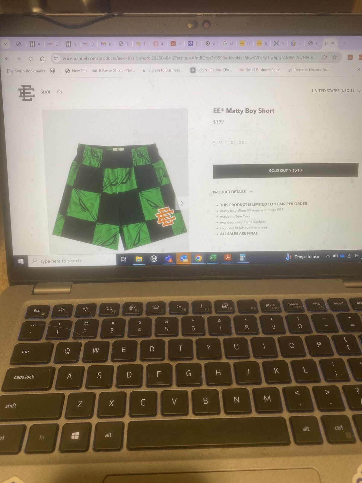 Eric Emanuel × Matty Boy EE MATTY BOY SLIME 99 eyes w orange EE LARGE Size US 34 / EU 50 - 3 Thumbnail