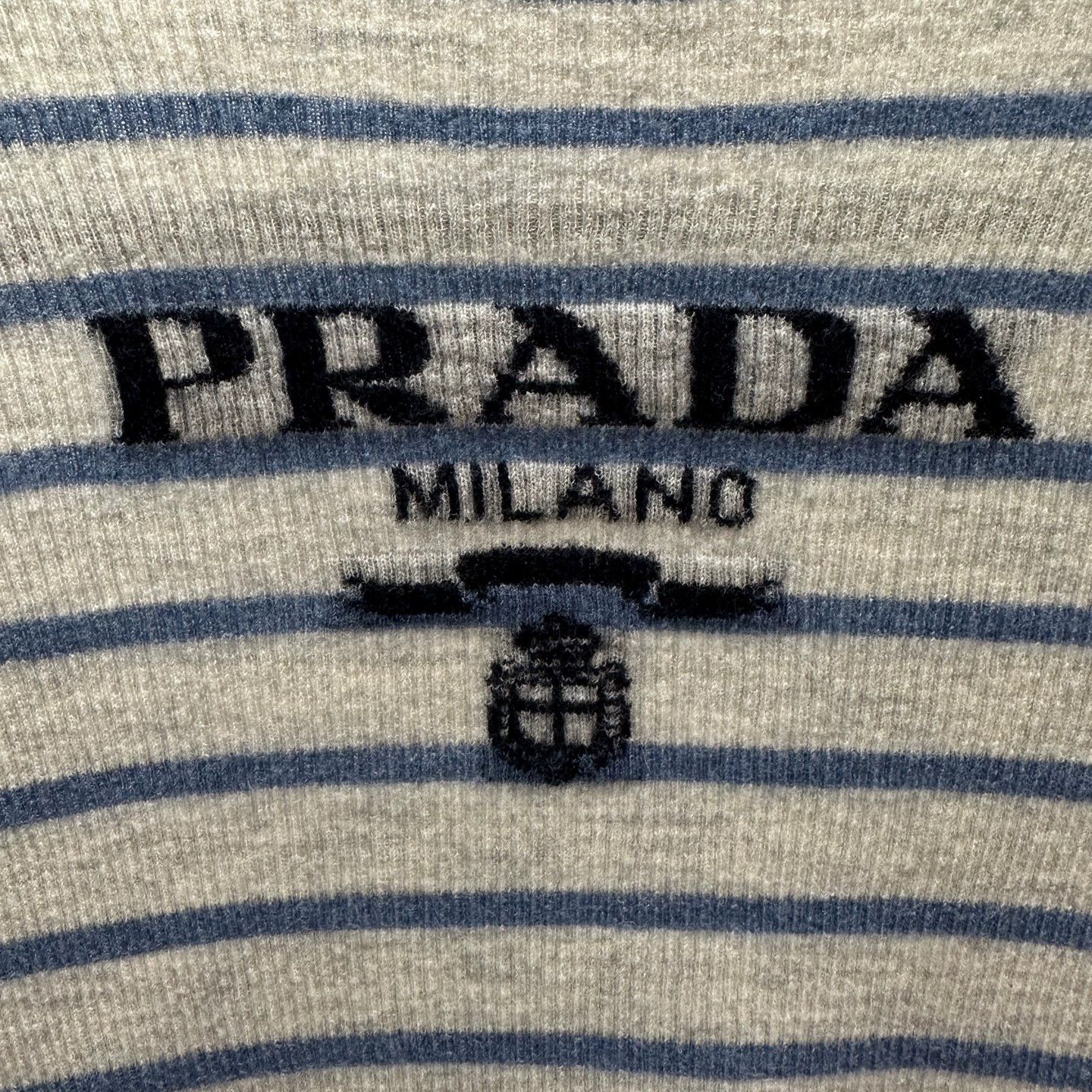 Prada Prada Striped Slogan Knit Short Sleeve Tee 38 Wool Size XS / US 0-2 / IT 36-38 - 6 Thumbnail