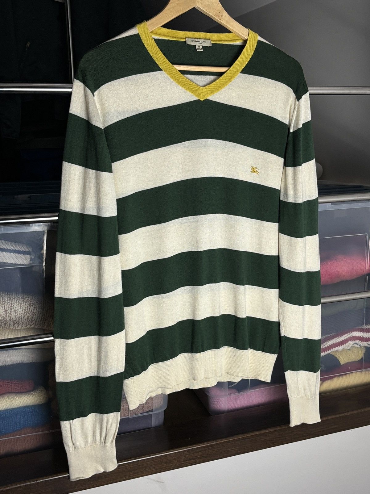 Burberry Vintage Striped Rugby Thin Sweater Old Money