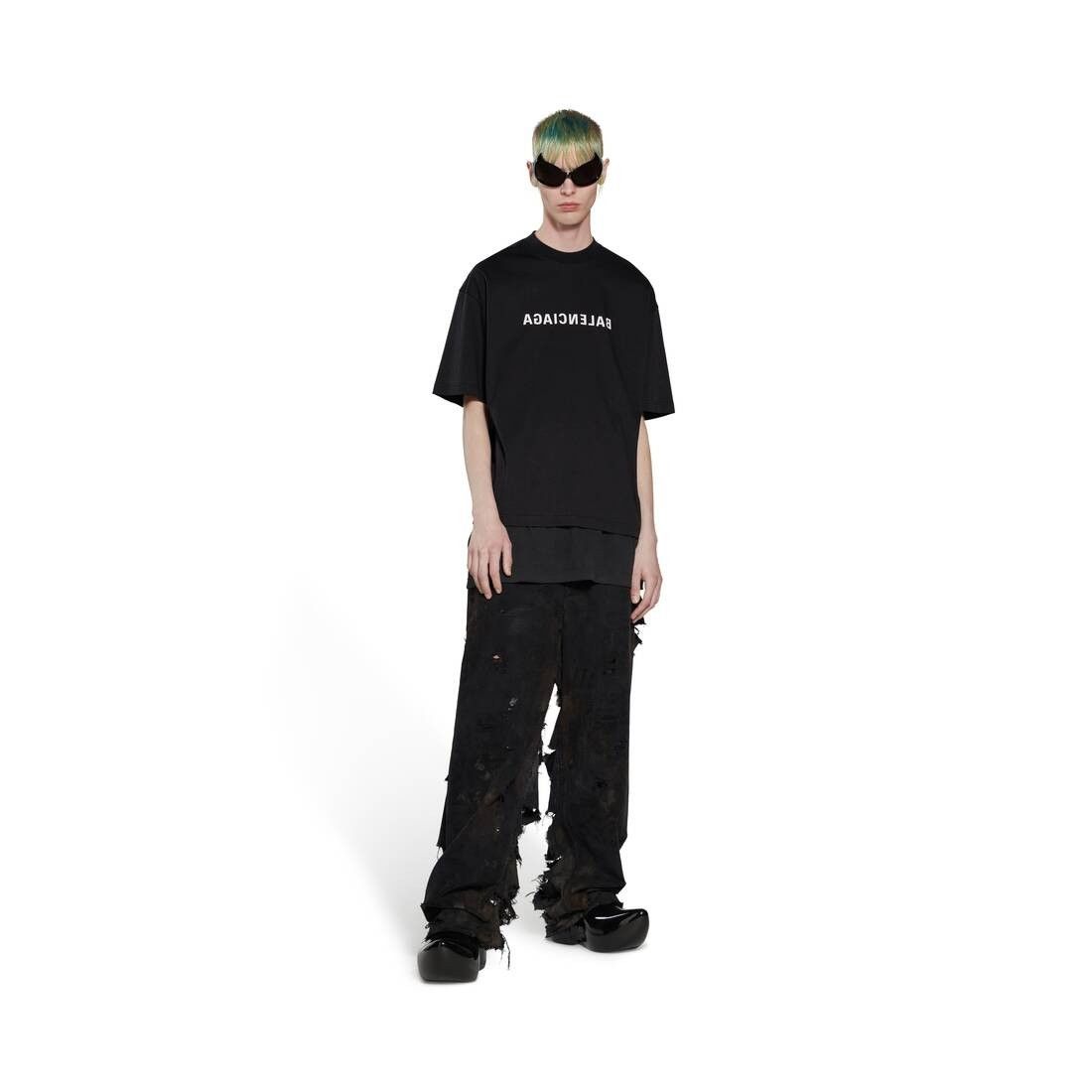 Balenciaga o1w1db11225 Mirror Balenciaga T-Shirt Medium Fit in Black Size US L / EU 52-54 / 3 - 2 Thumbnail