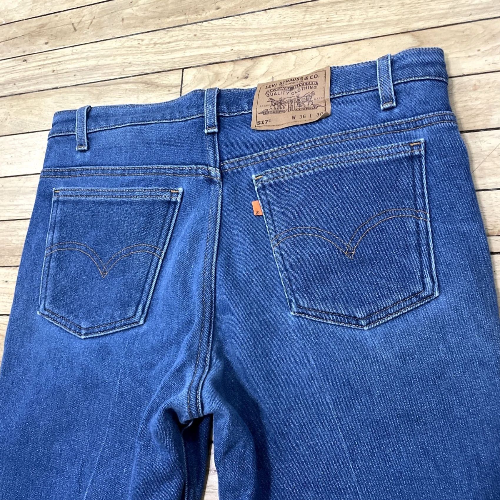 Levi's VINTAGE Levi's Jeans Men 517 Bootcut 36x30 Orange Tab USA Blue Denim 90s Rare 34x28 Jeans Mens Black? Size US 36 / EU 52 - 4 Thumbnail