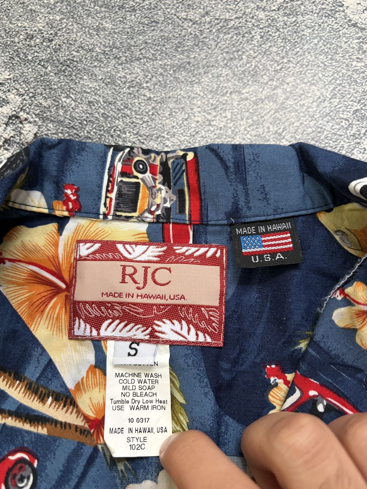Vintage RJC Hawaiian Aloha Shirt Blue Hot Rod Classic Cars USA S Size US S / EU 44-46 / 1 - 2 Thumbnail