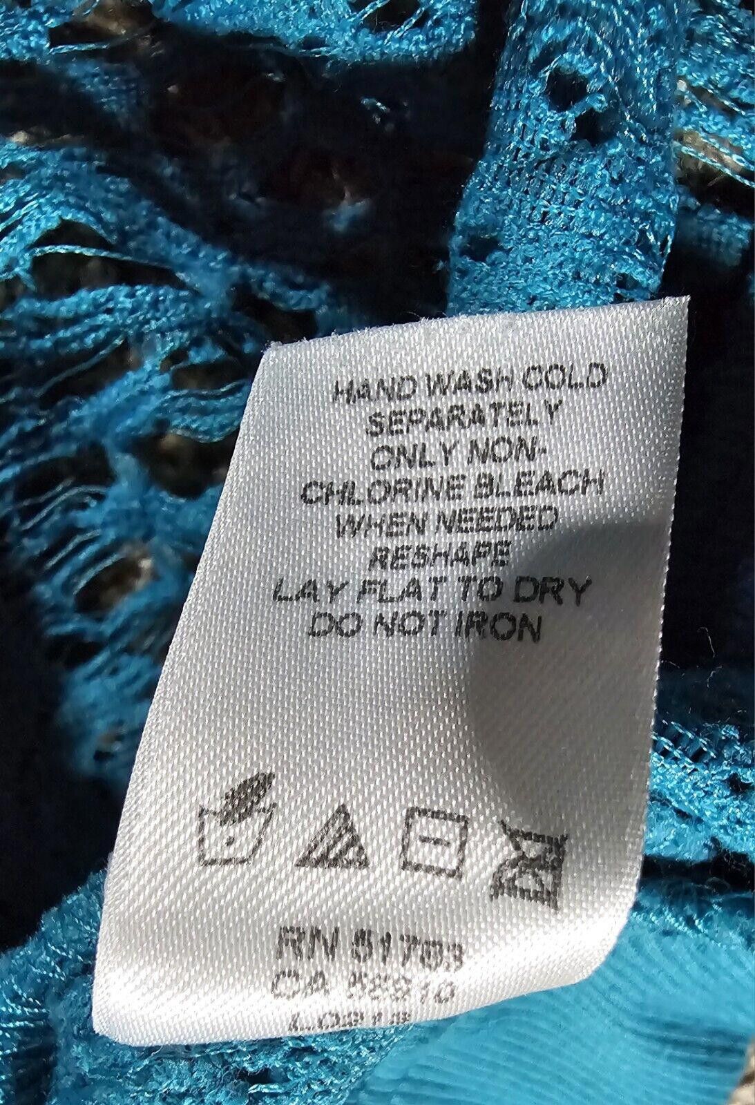 Designer Maurices Top Women Small Aqua Blue Open Knit Slit Sleeveless Size S / US 4 / IT 40 - 7 Thumbnail
