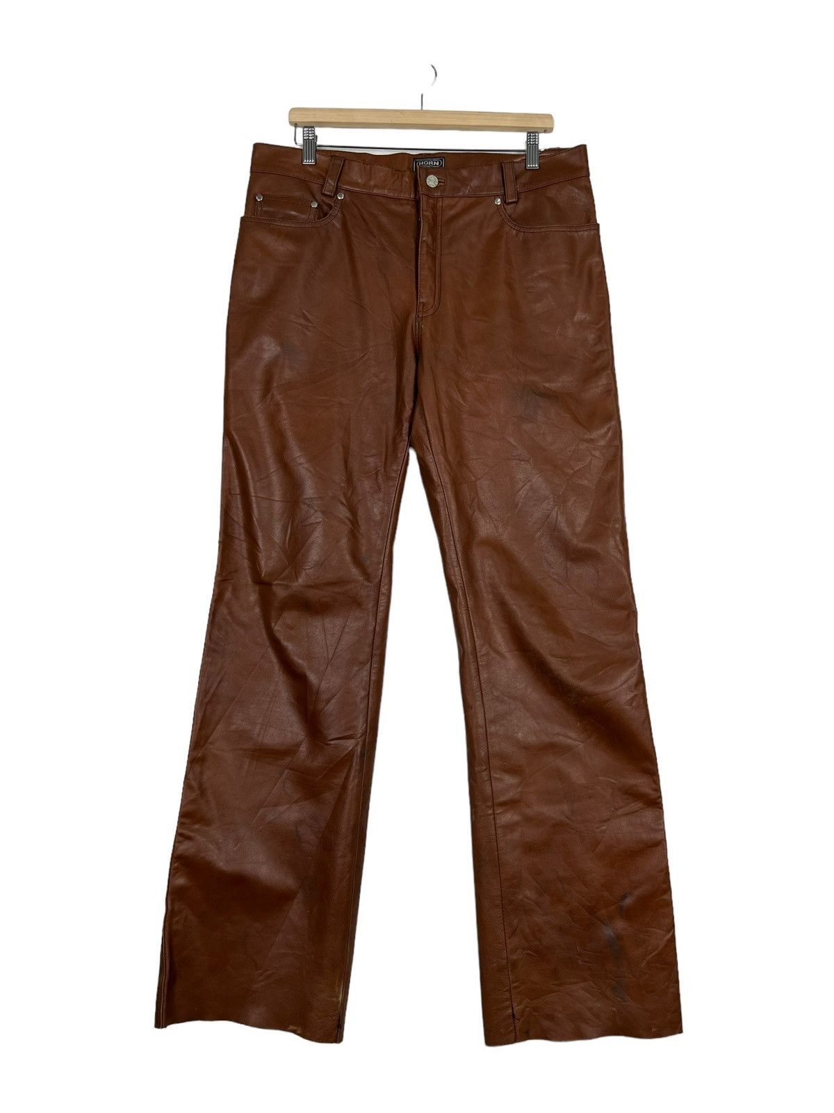 Issey Miyake 🔥 ISSEY MIYAKE HORN WORK LEATHER TROUSER PANTS Size US 36 / EU 52 - 1 Thumbnail