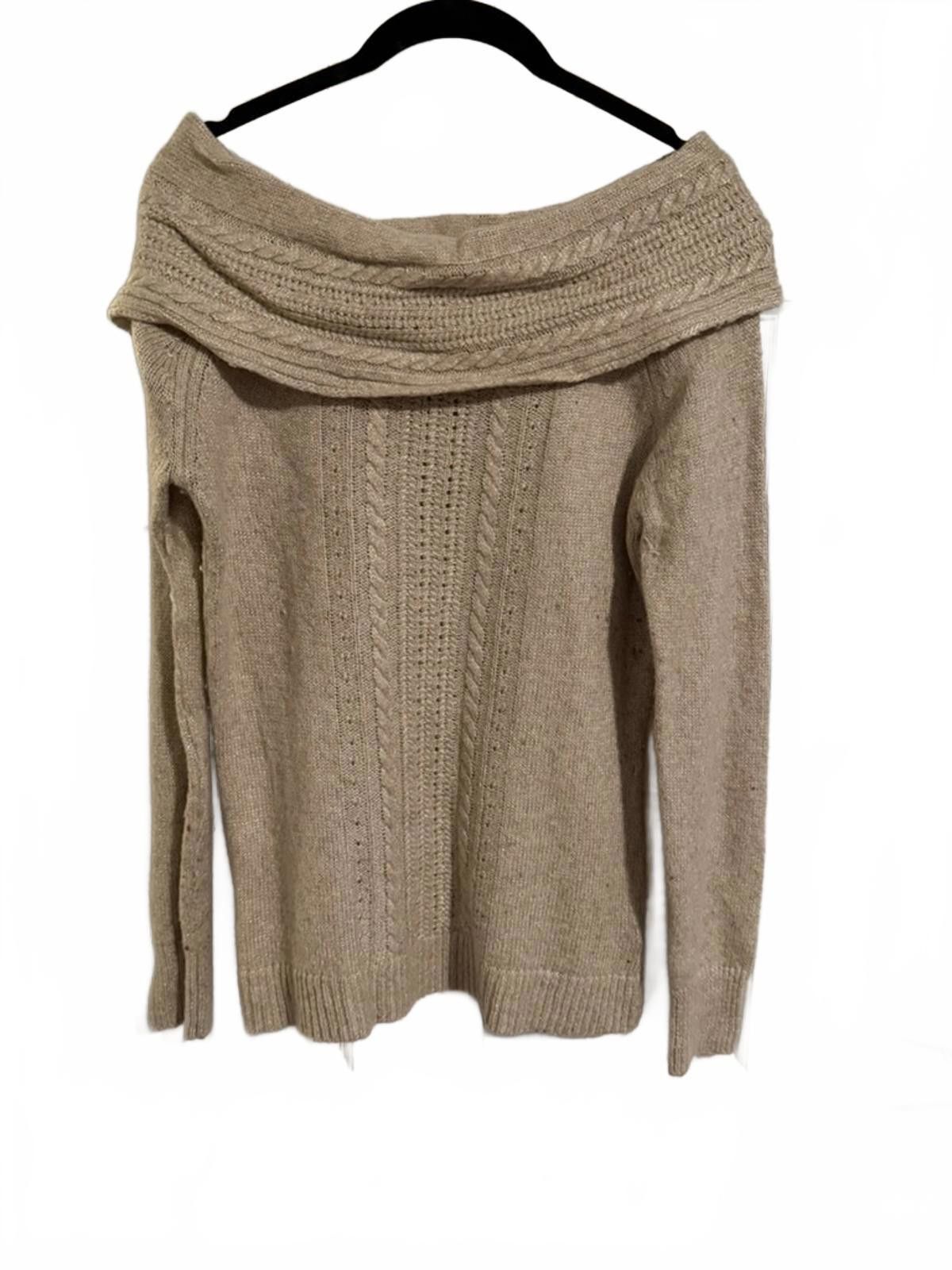 Other White House Black Market Beige Off-Shoulder Cable Knit M Size M / US 6-8 / IT 42-44 - 4 Thumbnail