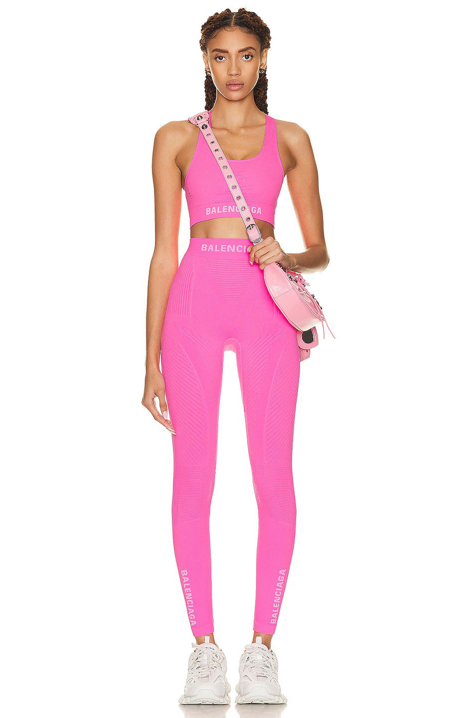 Balenciaga o1bcso1str1124 Athlentic Crop Top in Neon Pink Size L / US 10 / IT 46 - 3 Thumbnail