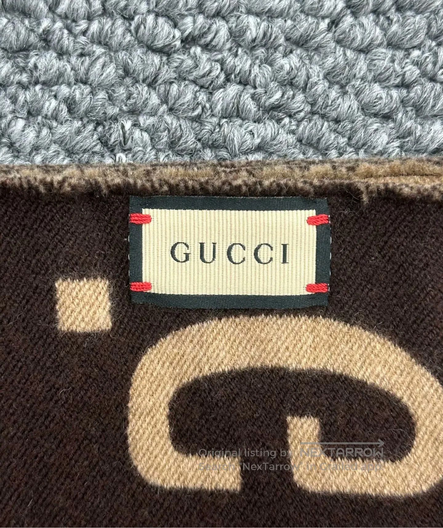 Gucci Guicci Caramel Double-Sided Full Print Logo Cashmere Scarf Size ONE SIZE - 4 Thumbnail