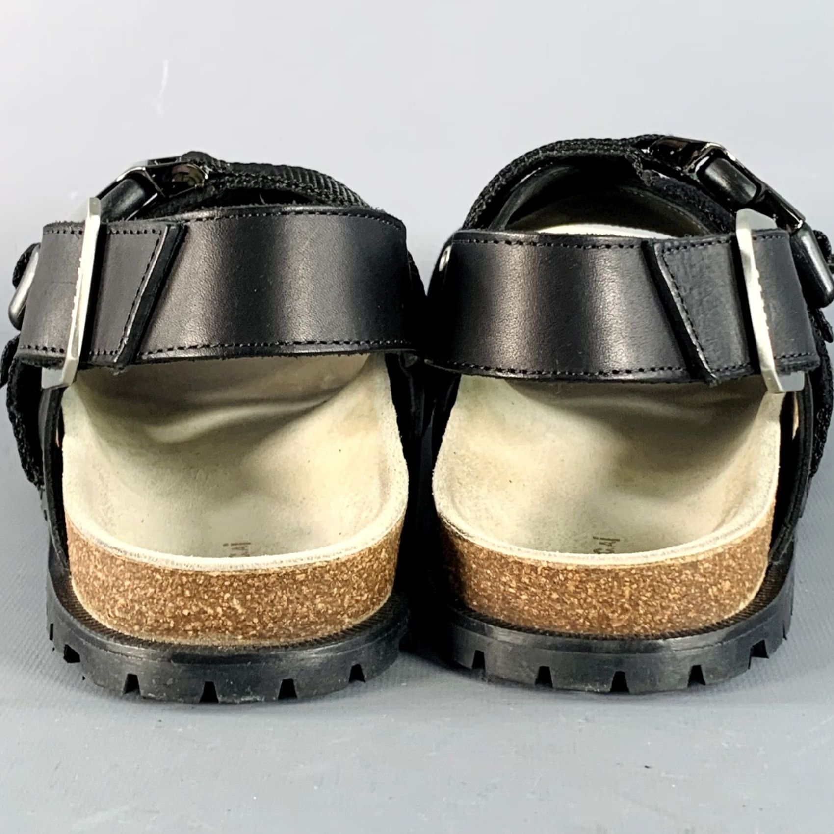 A.P.C. A.P.C. x SACAI "Jules" sandals in black leather with silver grommets Size ONE SIZE - 4 Thumbnail