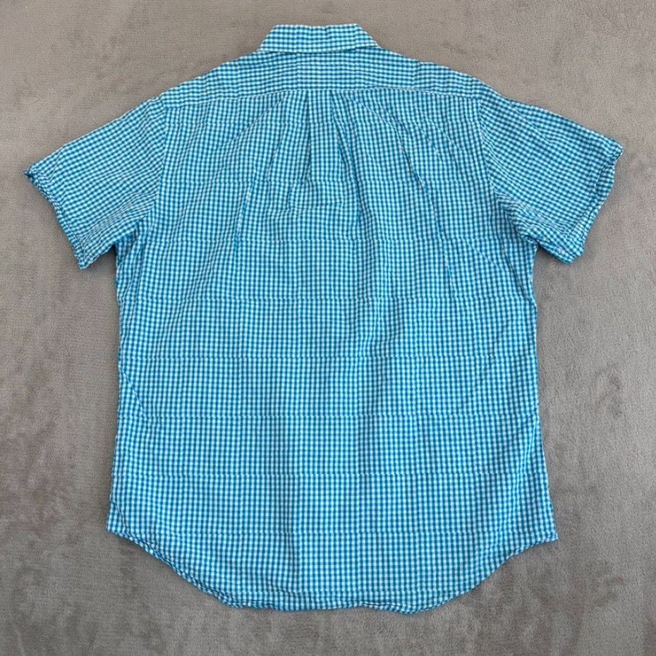 Polo Ralph Lauren Polo Ralph Lauren Seersucker Shirt Blue Gingham Check Men L Short Sleeve Button-Up Collared Yellow Pony Embroidered Pocket Casual Vintage: No Size US L / EU 52-54 / 3 - 4 Thumbnail