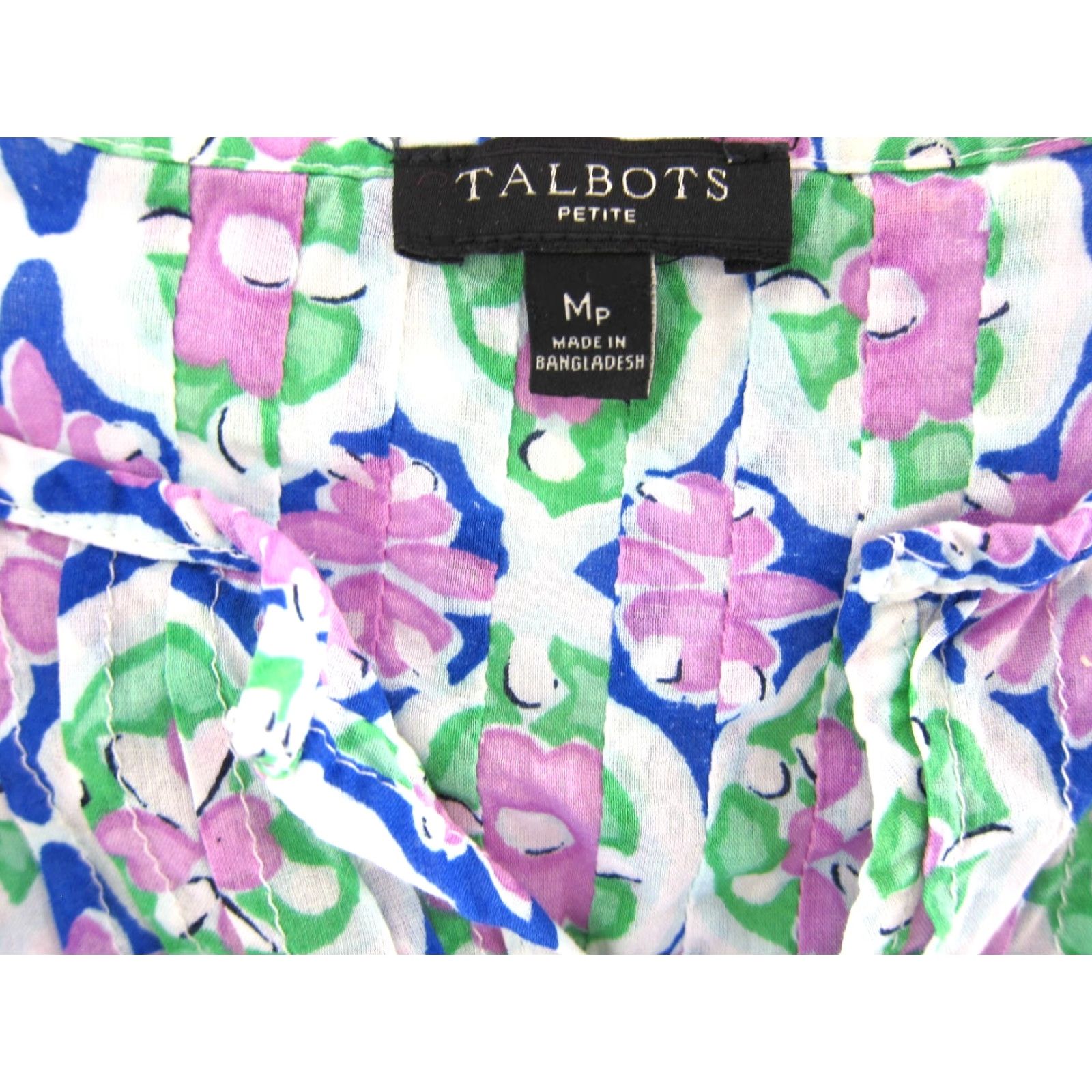 Talbots Talbots Blouse 3/4 Sleeve Floral 100% Cotton Blue White Purple Green Peasant Tunic MP Womens - Adults Size PM Colorful Spring Summer Fall Size M / US 6-8 / IT 42-44 - 3 Thumbnail