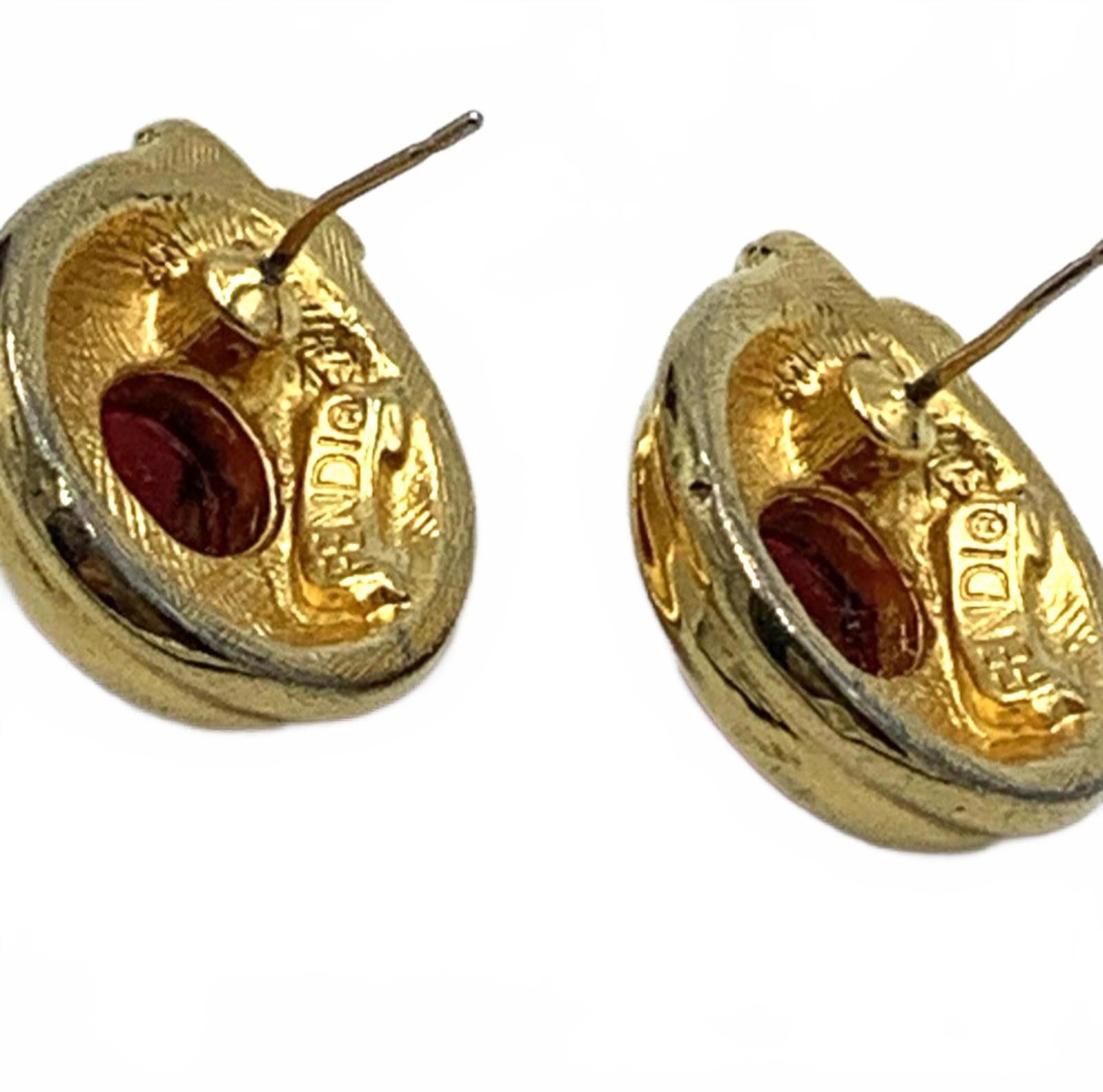 Fendi Fendi Gold Plate Red Gripoix "Artichoke" Glass Earrings Size ONE SIZE - 6 Thumbnail
