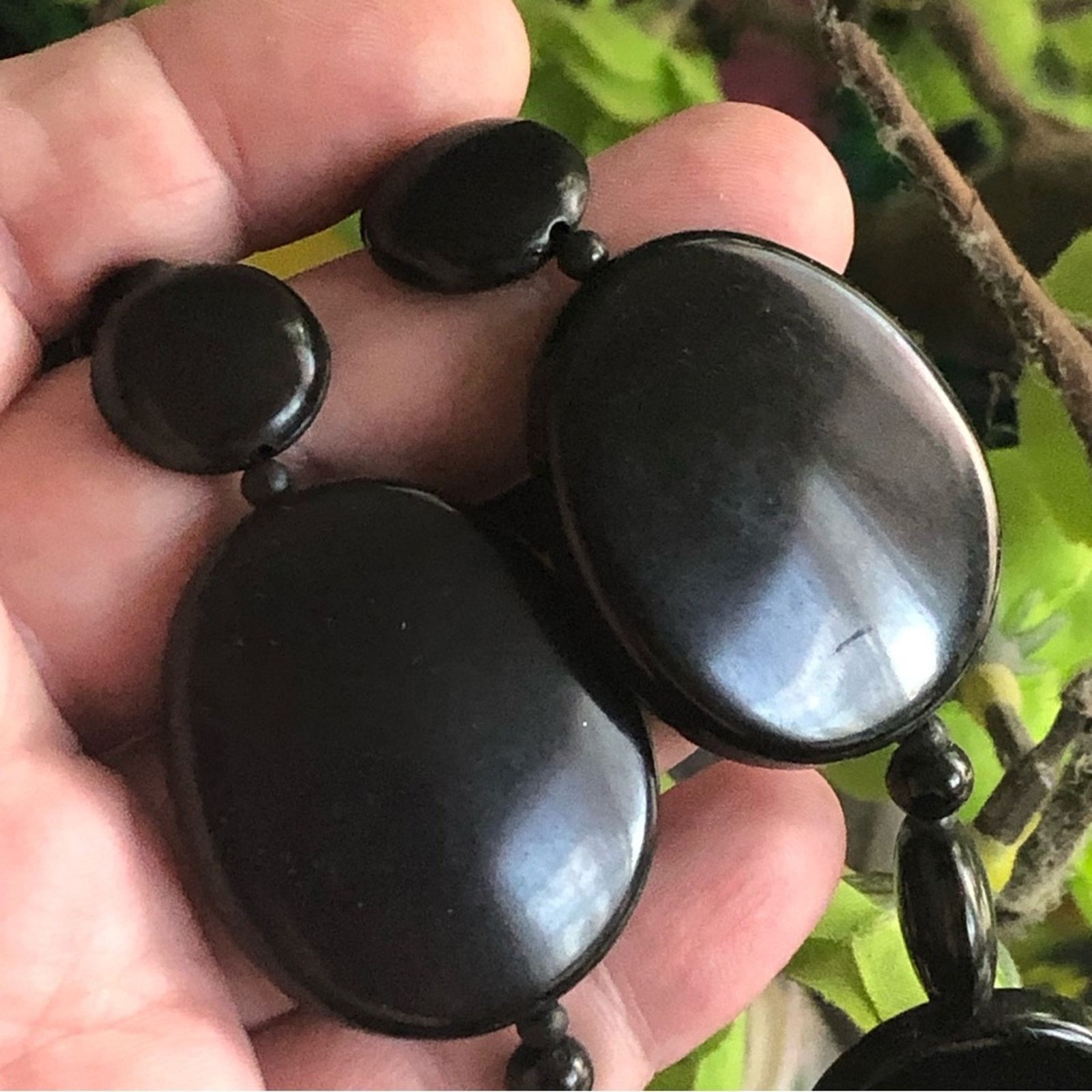 Jewelry Bold black resin disc wood bead necklace Size ONE SIZE - 9 Thumbnail