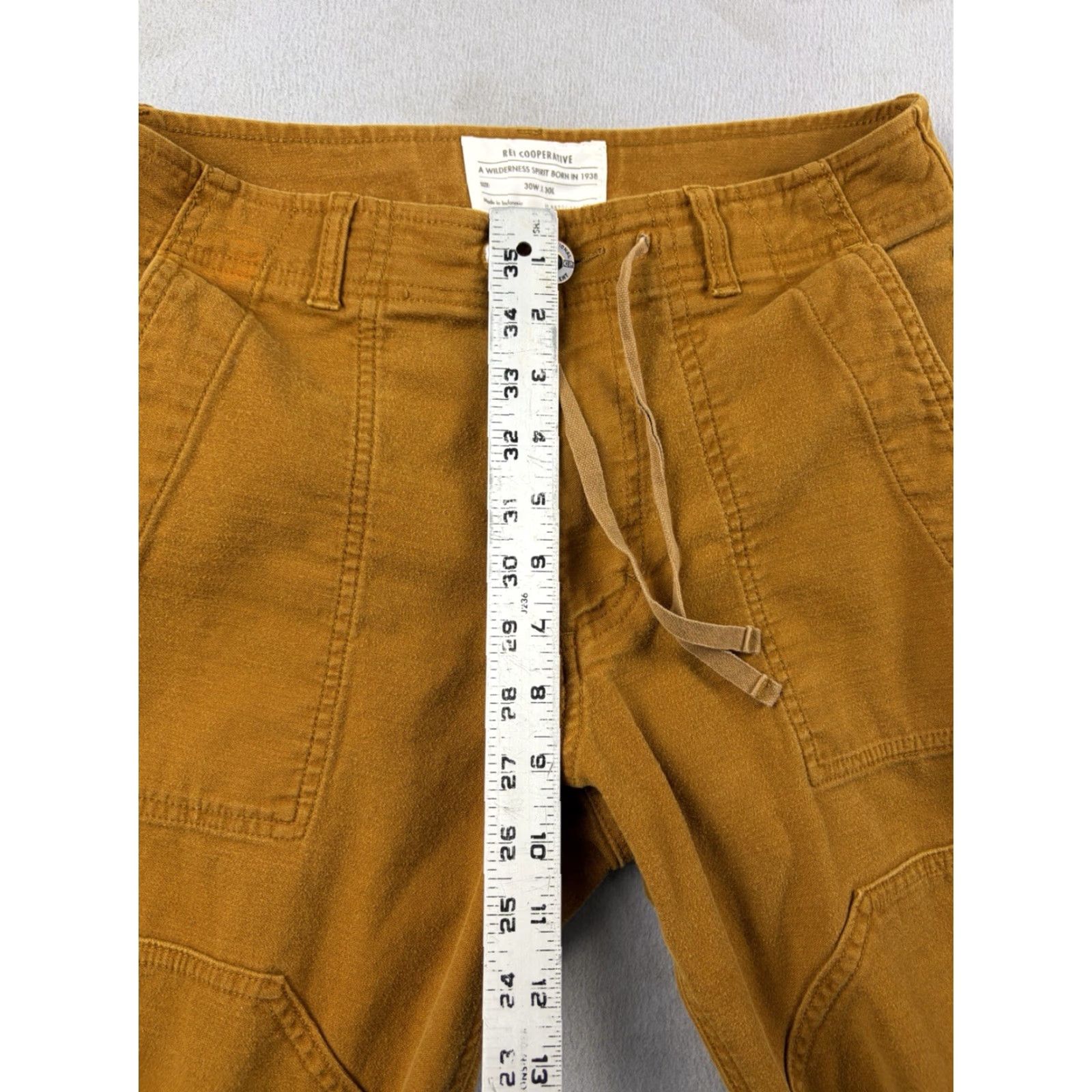Vintage REI Co-Op Pants Mens 30x30 Brown Jogger Tapered Drawstring Classic Casual Pants Army Pattern Pockets Regular Fit Cotton Canvas Front Flat Front Size US 30 / EU 46 - 7 Thumbnail