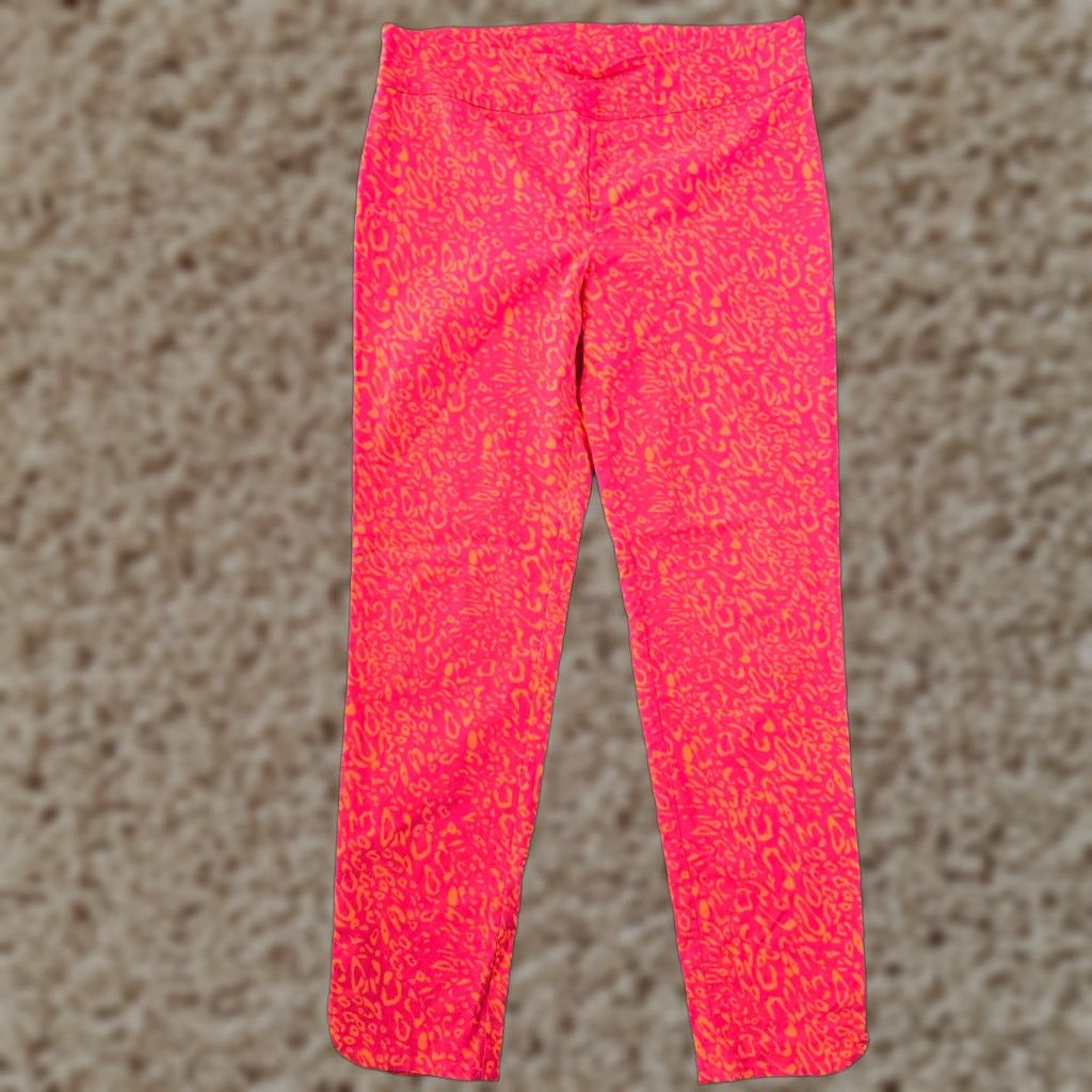 Soft Surroundings Soft Surroundings Pants Womens XL Tall Pink Orange Leopard Stretch Ponte Dress Pants Skinny Front Flat Front Size 40" / US 18 - 1 Thumbnail