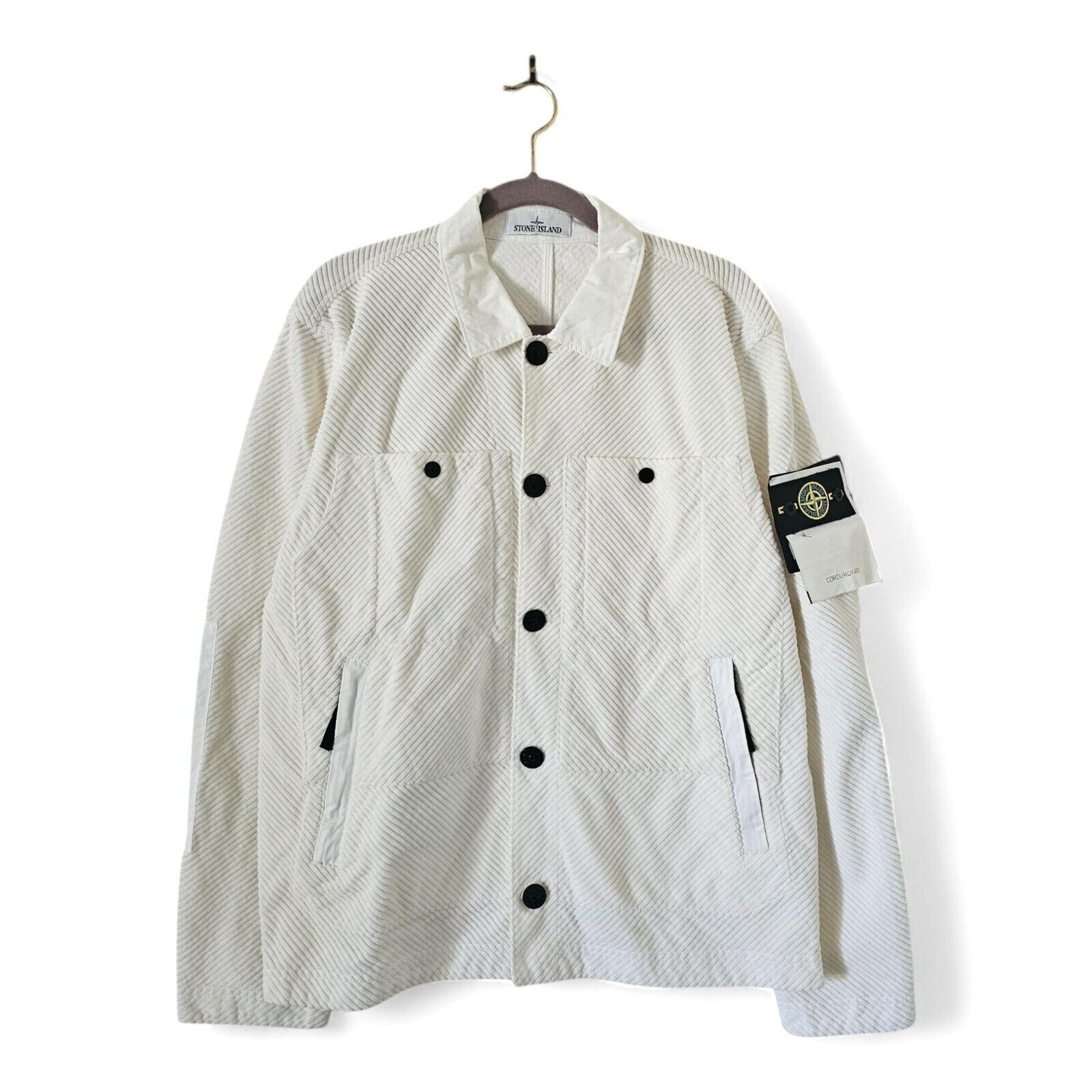 Stone Island Compass Patch Shirt/Jacket - Corduroy - White size Large Size US L / EU 52-54 / 3 - 1 Thumbnail