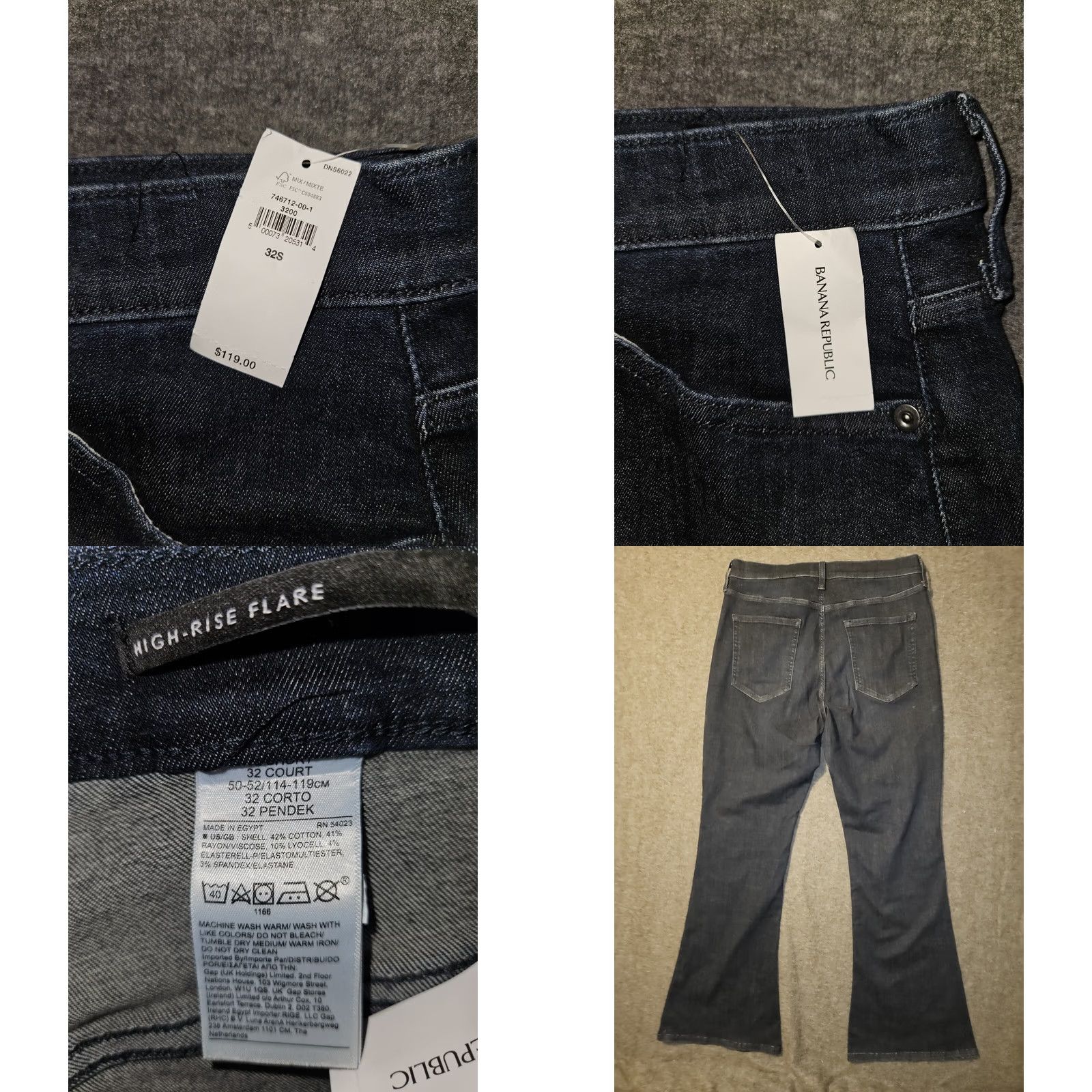 Banana Republic VINTAGE Banana Republic High Rise Flare Jeans NWT Women 32 Blue Denim Stretch Preppy City Modern Flared 30.5 Inseam Womens Size 24" / US 00 / IT 34 - 8 Thumbnail